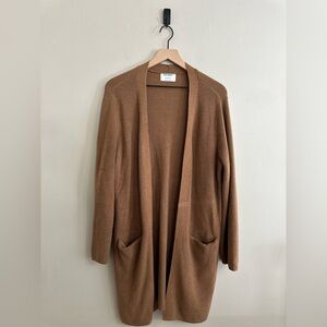 Old Navy light brown long open front ribbed knit sweater, XL